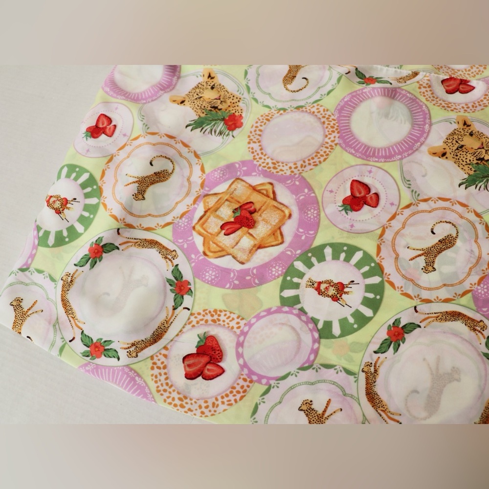 Cheetah brunch plate polyester charmeuse fabric, 2.5 yards